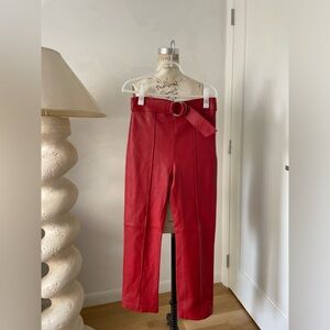 Uterque Genuine Leather Red Pants Size Small